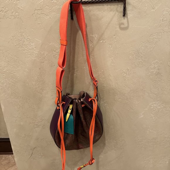 NWOT Etro Round Fluo Paisley Drawstring Bucket Bag - Picture 2 of 12